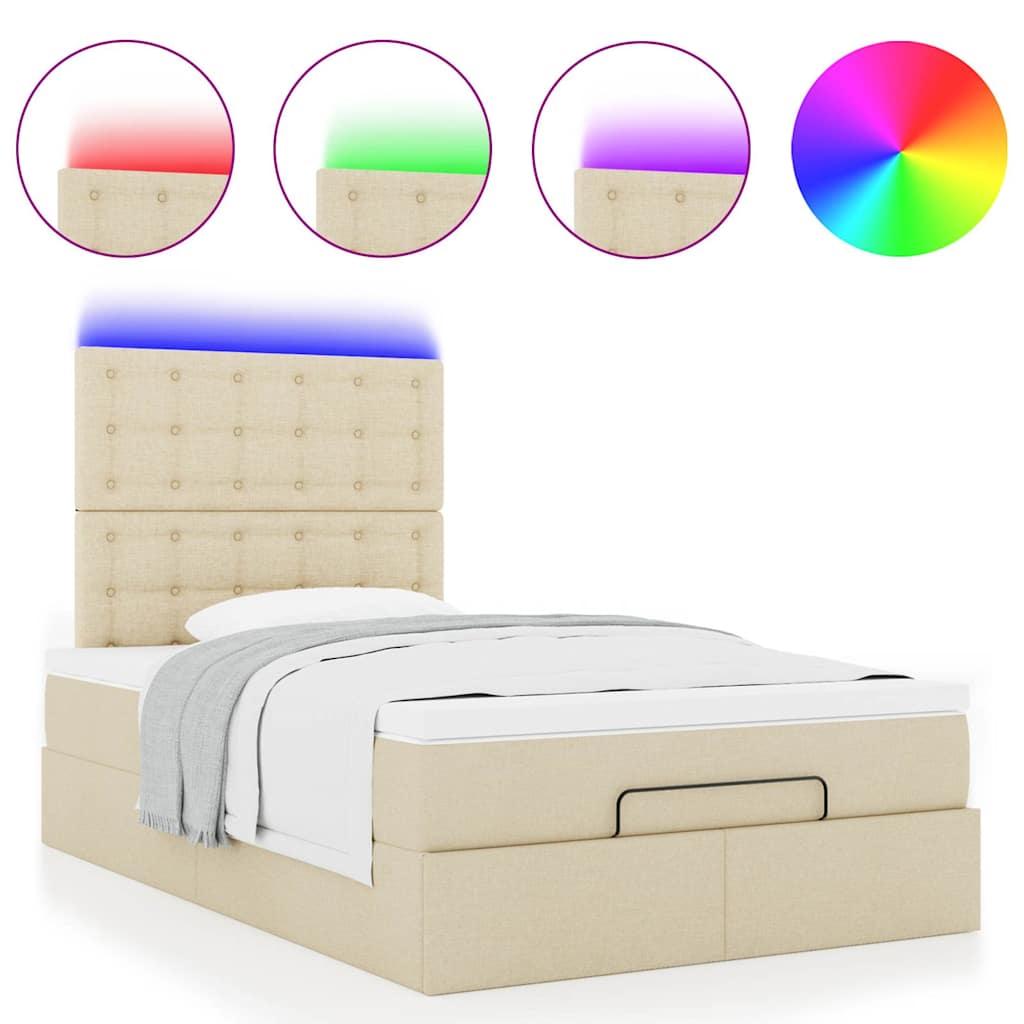 Ottoman-Bett Mit Matratze & Leds Stoff Creme