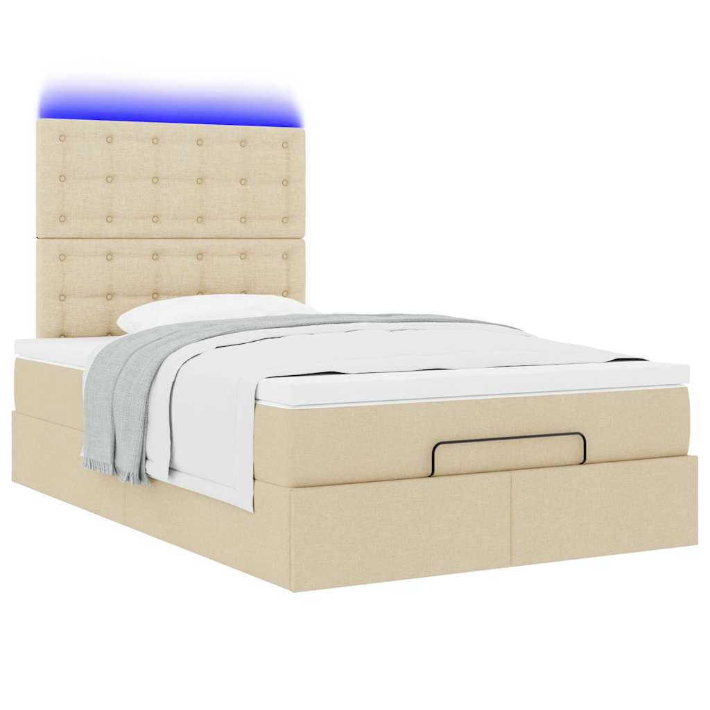 Ottoman-Bett Mit Matratze & Leds Stoff Creme