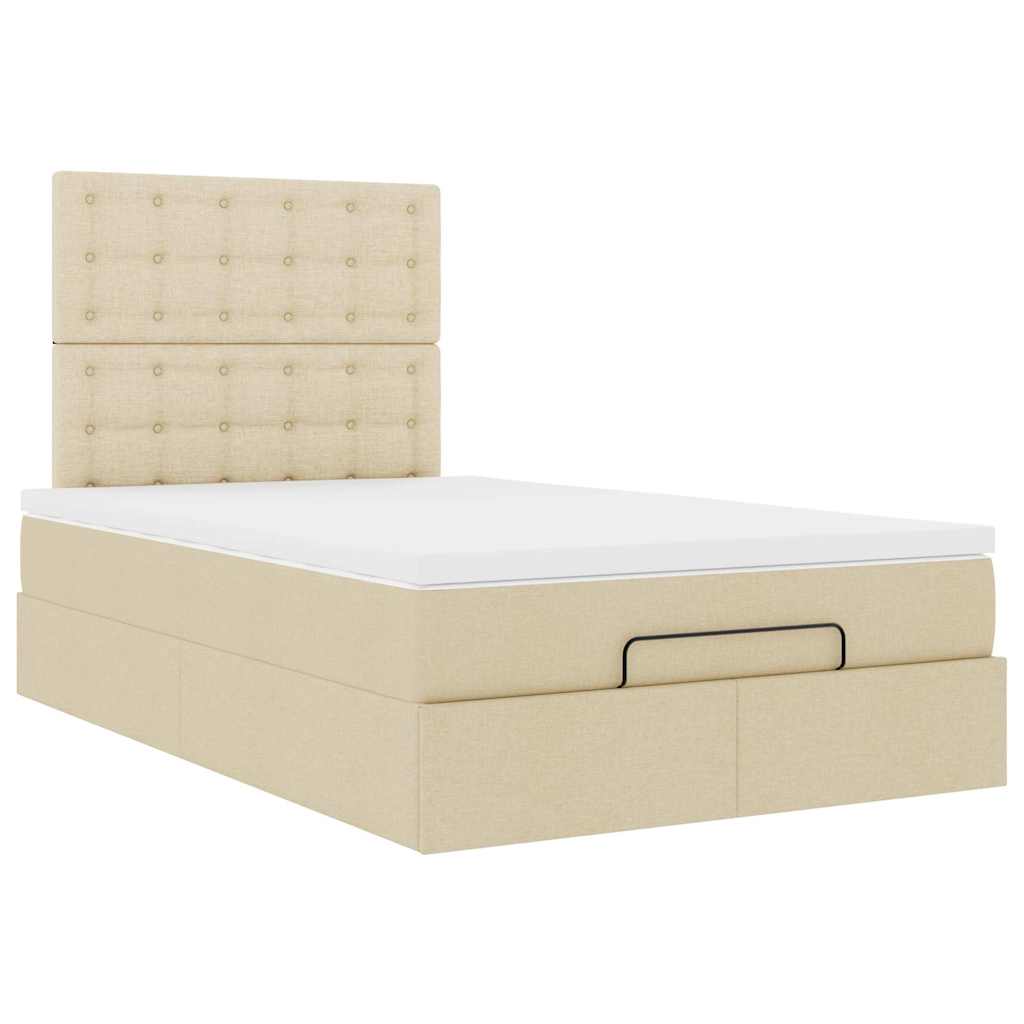 Ottoman-Bett Mit Matratze & Leds Stoff Creme
