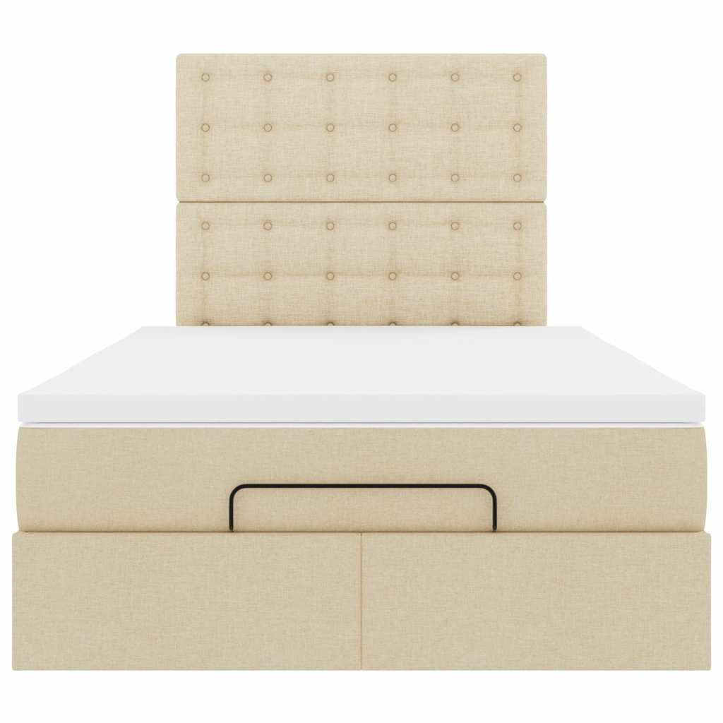 Ottoman-Bett Mit Matratze & Leds Stoff Creme