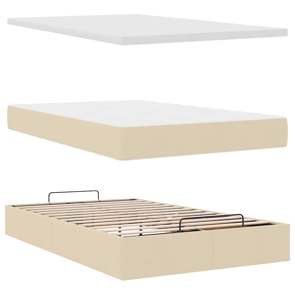 Ottoman-Bett Mit Matratze & Leds Stoff Creme