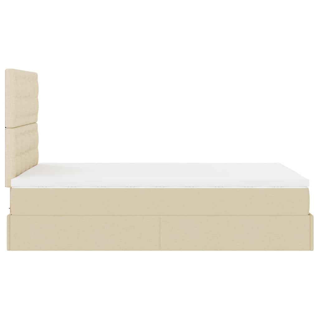 Ottoman-Bett Mit Matratze & Leds Stoff Creme