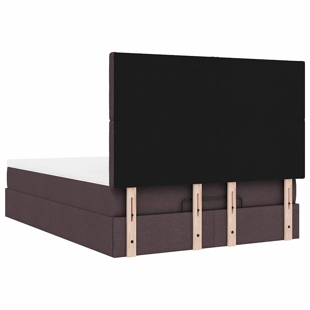 Ottoman-Bett Mit Matratze & Leds Stoff Dunkelbraun