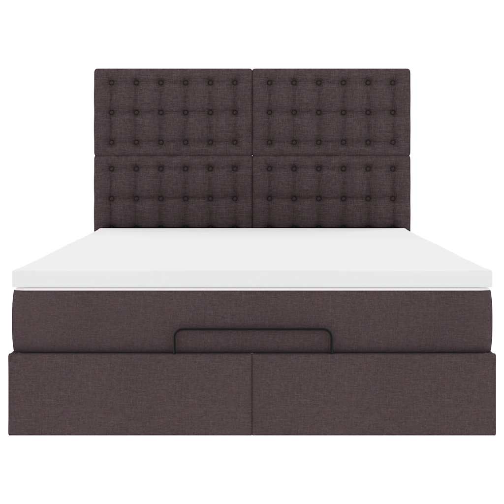 Ottoman-Bett Mit Matratze & Leds Stoff Dunkelbraun