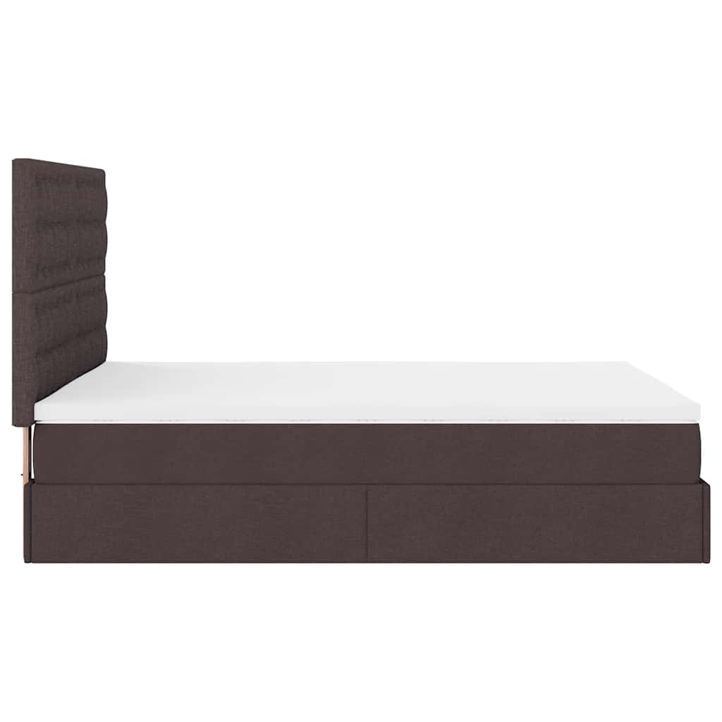 Ottoman-Bett Mit Matratze & Leds Stoff Dunkelbraun
