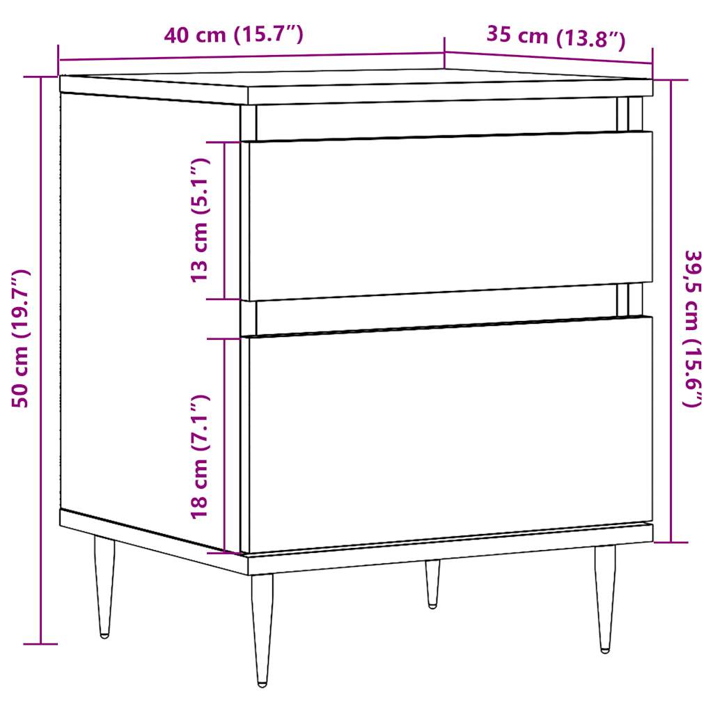 Nachttisch Artisan-Eiche 40X35X50 Cm Holzwerkstoff