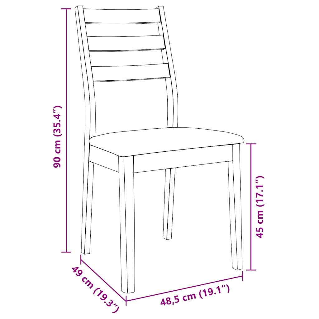 Esszimmerstühle Mit Kissen 2 Stk. Natur Massivholz Gummibaum