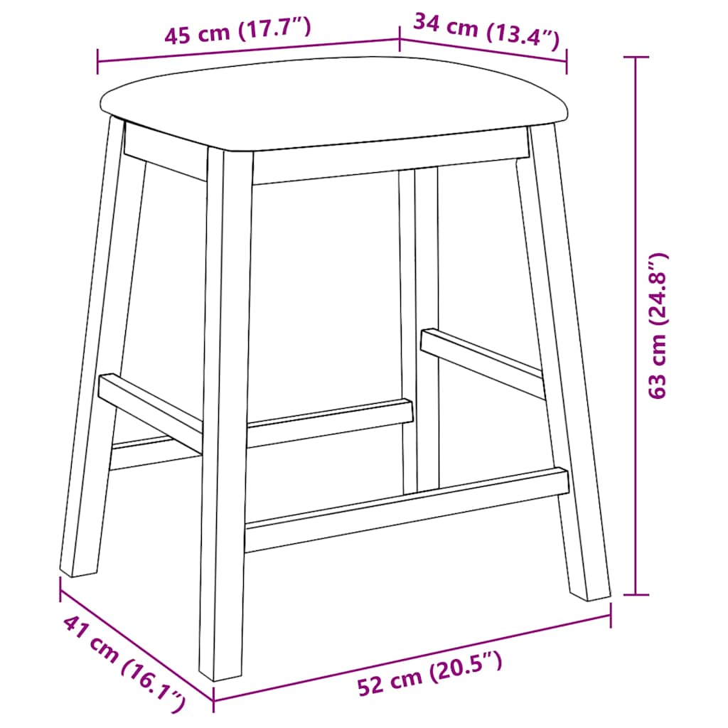 Barstühle Mit Kissen 2 Stk. Braun Massivholz Gummibaum