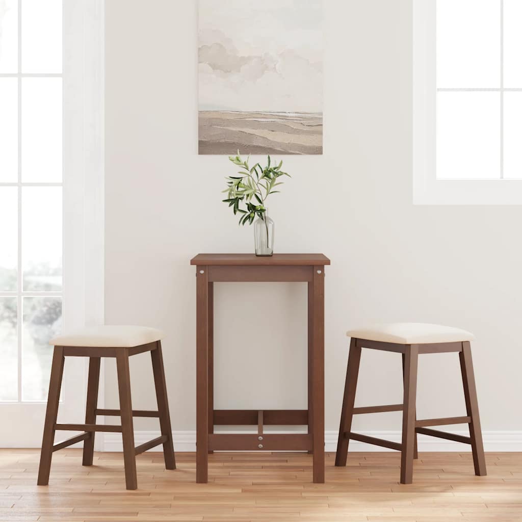 Barstühle Mit Kissen 2 Stk. Braun Massivholz Gummibaum