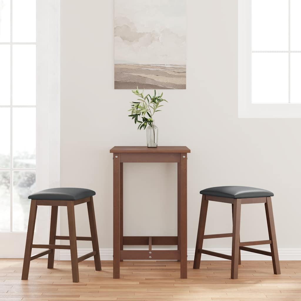 Barstühle Mit Kissen 2 Stk. Braun Massivholz Gummibaum