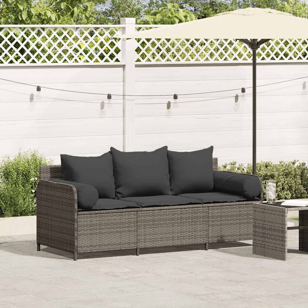 Gartensofa Mit Kissen 3-Sitzer Poly Rattan