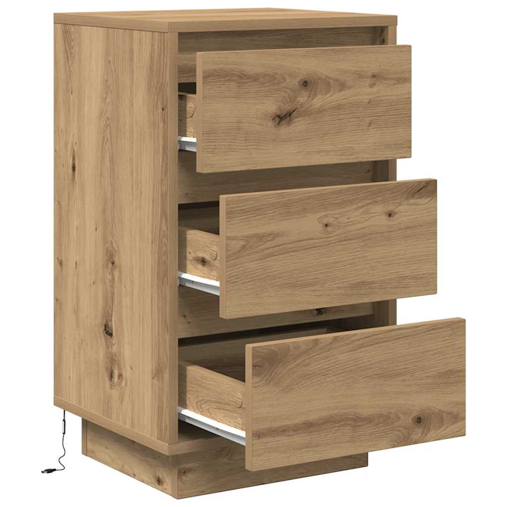 Nachttisch Mit Led-Leuchten Artisan-Eiche 38X34X