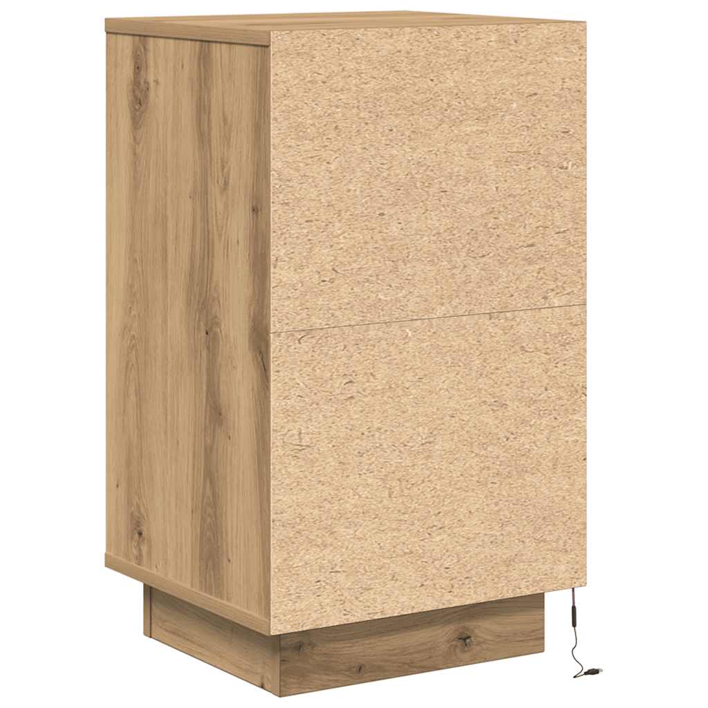 Nachttisch Mit Led-Leuchten Artisan-Eiche 38X34X