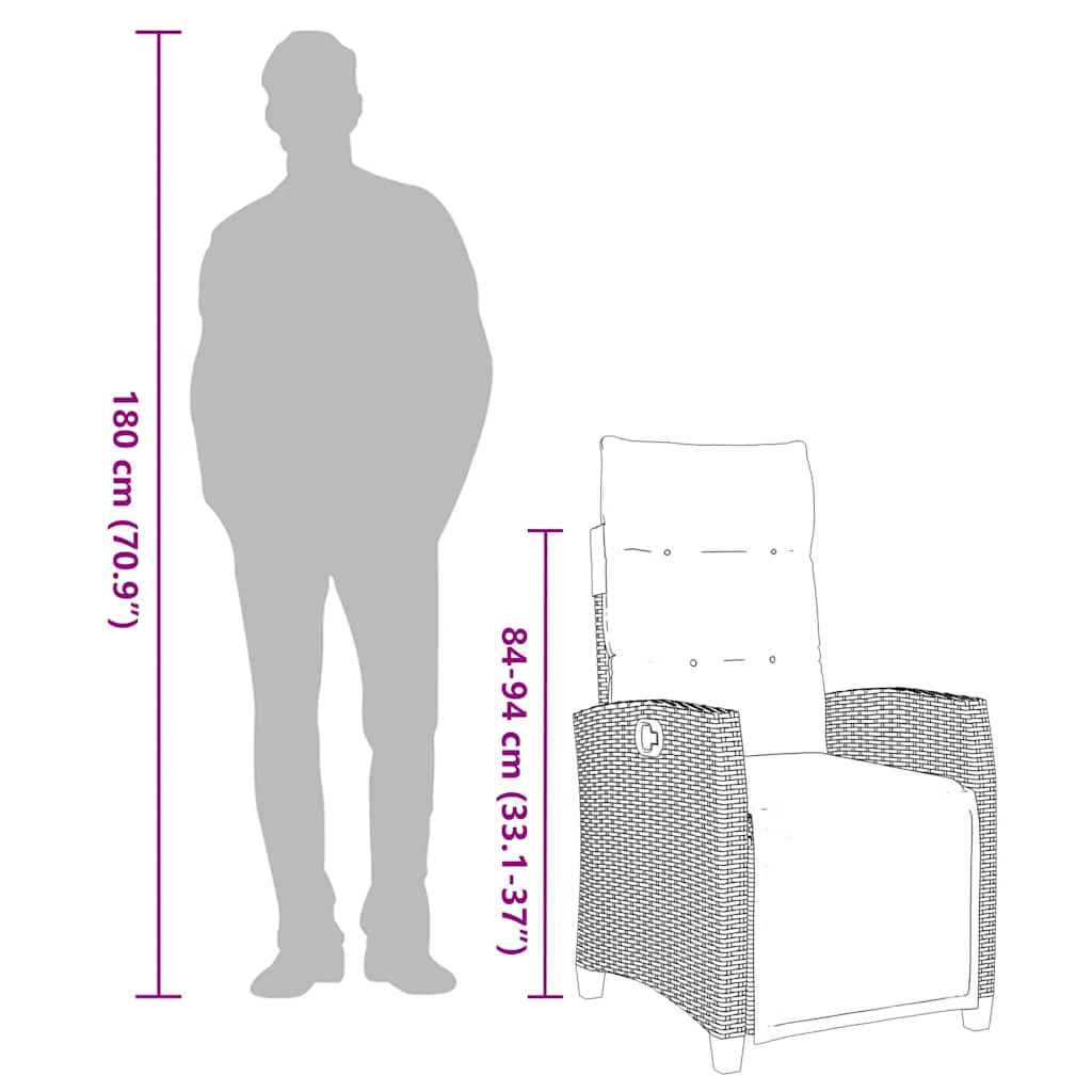 Gartensessel Mit Beistelltisch Verstellbar Schwarz Poly Rattan