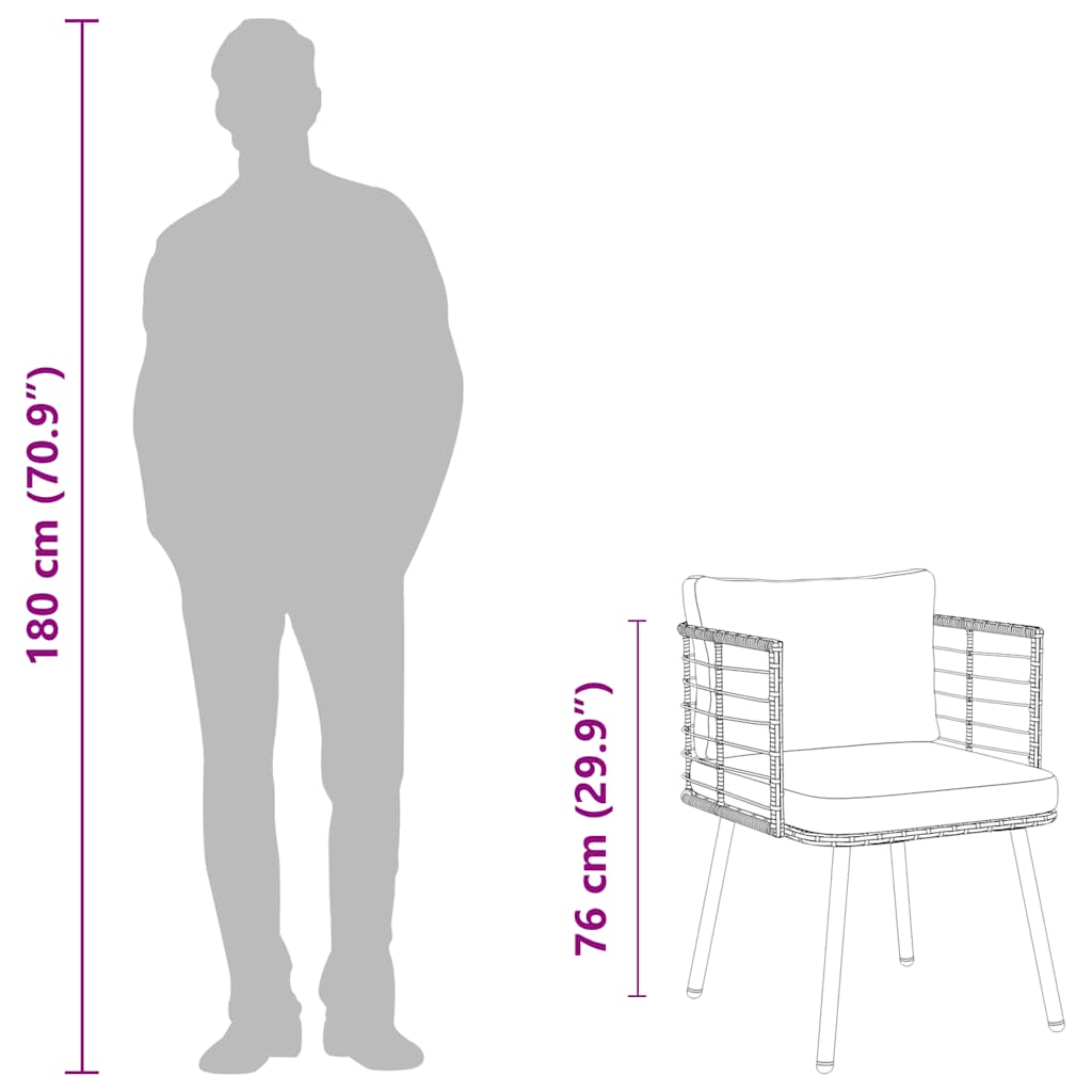 Gartenstühle 2 Stk. Mit Kissen Natur Poly Rattan