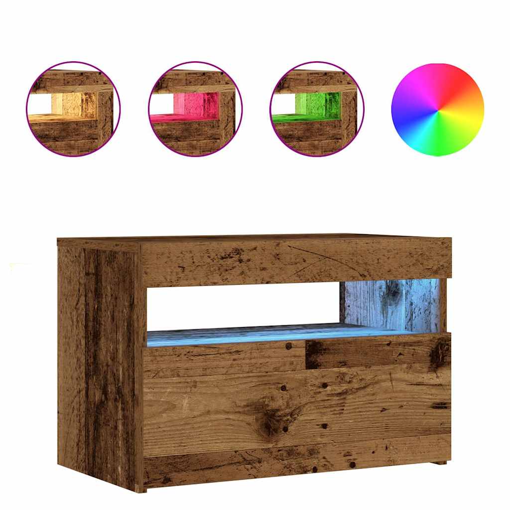 Nachttisch Mit Led-Leuchten -Optik 60X35X40 Cm