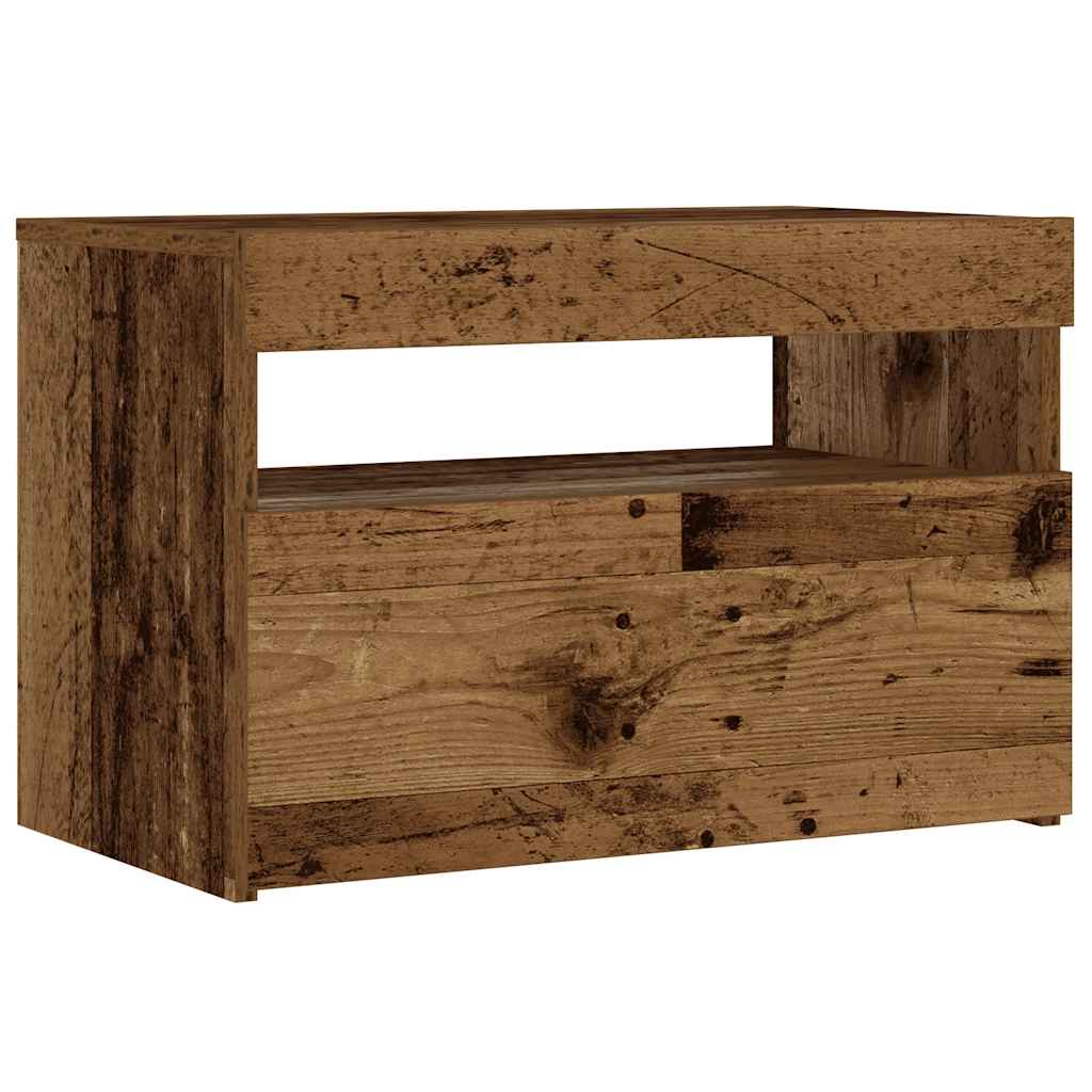 Nachttisch Mit Led-Leuchten -Optik 60X35X40 Cm
