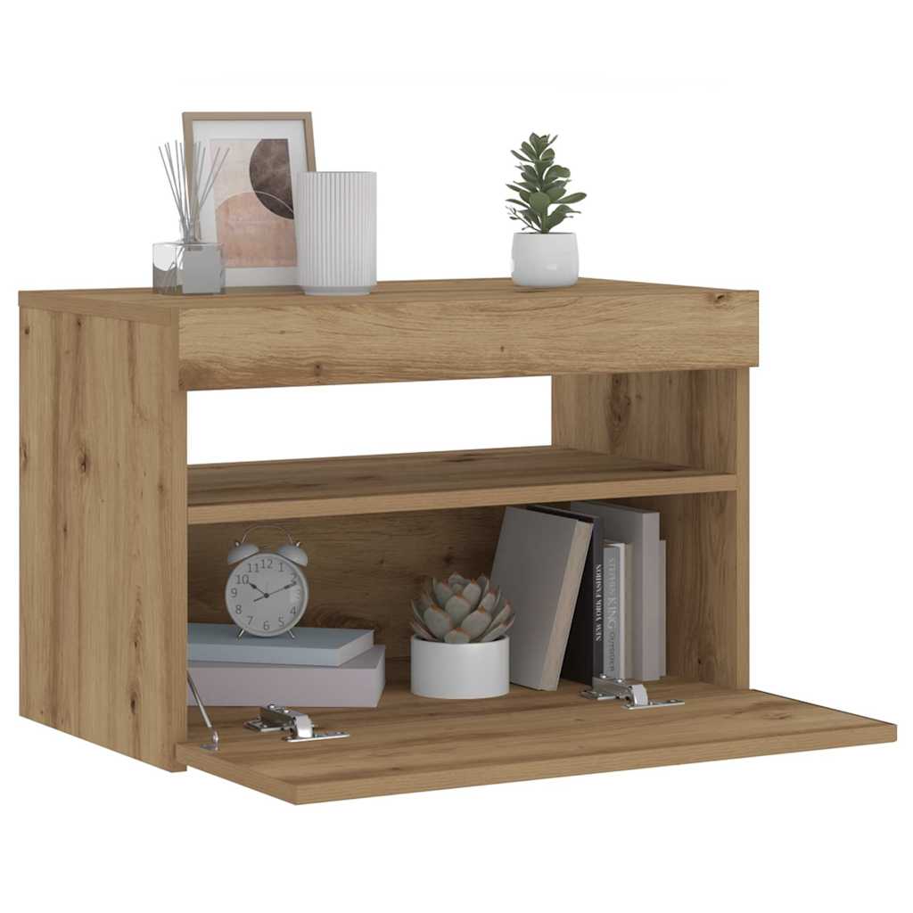 Nachttisch Mit Led-Leuchten -Optik 60X35X40 Cm