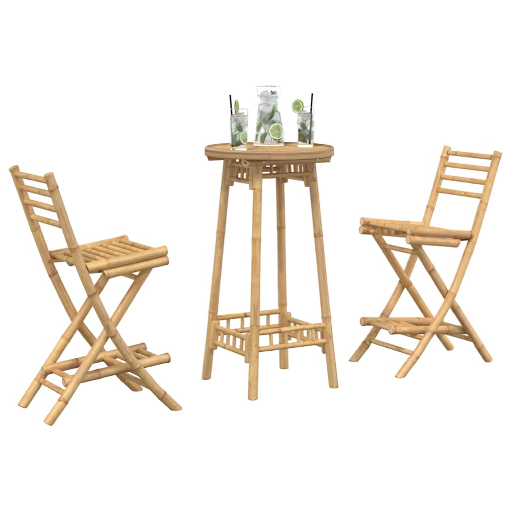 3-Tlg. Outdoor-Bar-Set Klappbar Bambus