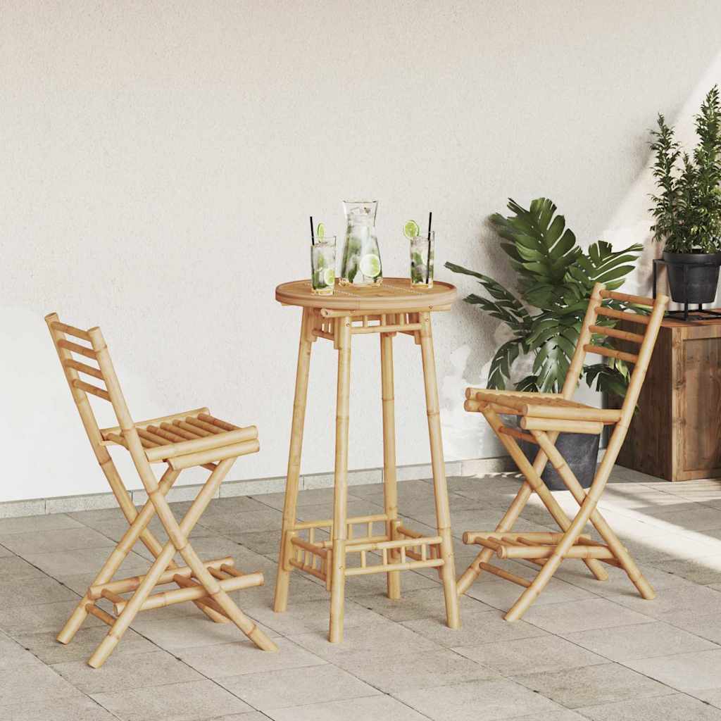 3-Tlg. Outdoor-Bar-Set Klappbar Bambus