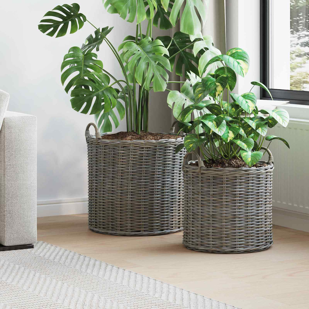 Blumentopf Körbchen Mit Speicher 2 Pcs Lacak Rattan