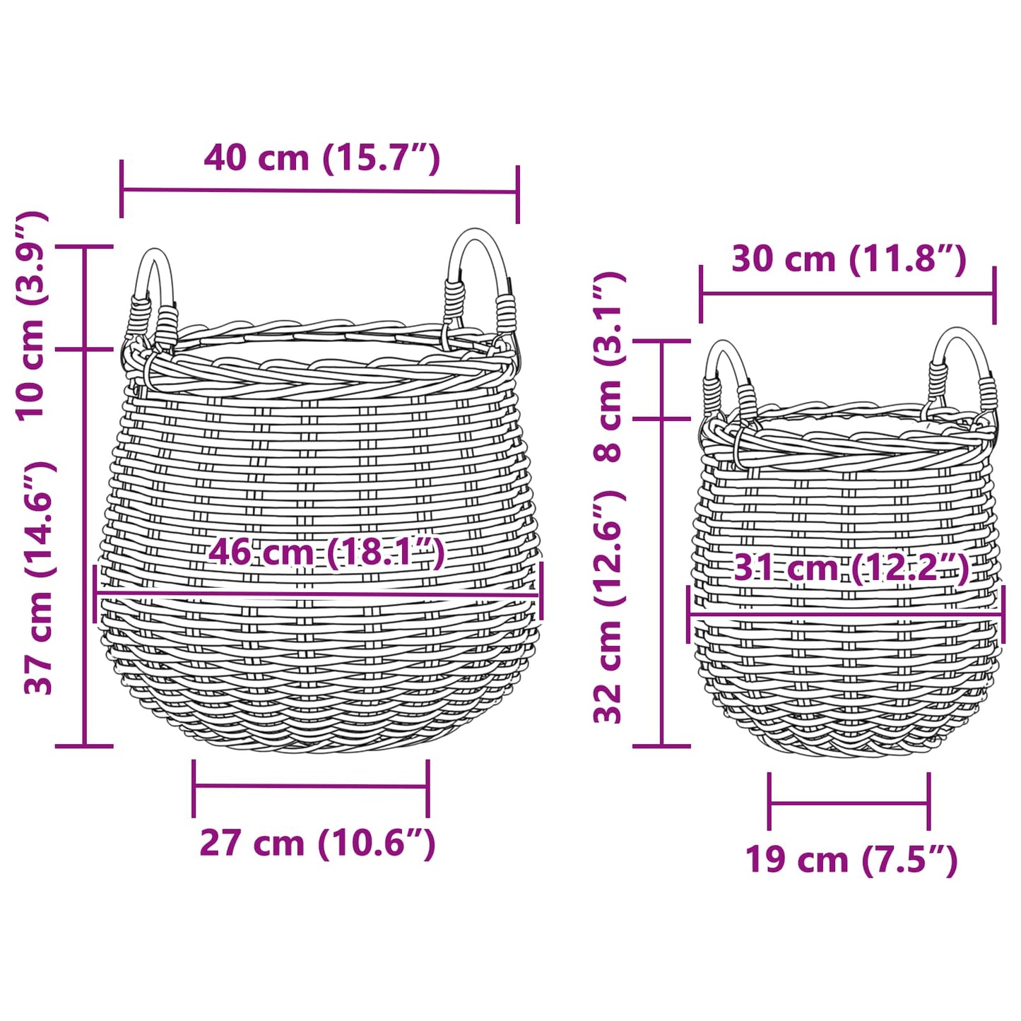 Blumentopf Körbchen Mit Speicher 2 Pcs Lacak Rattan