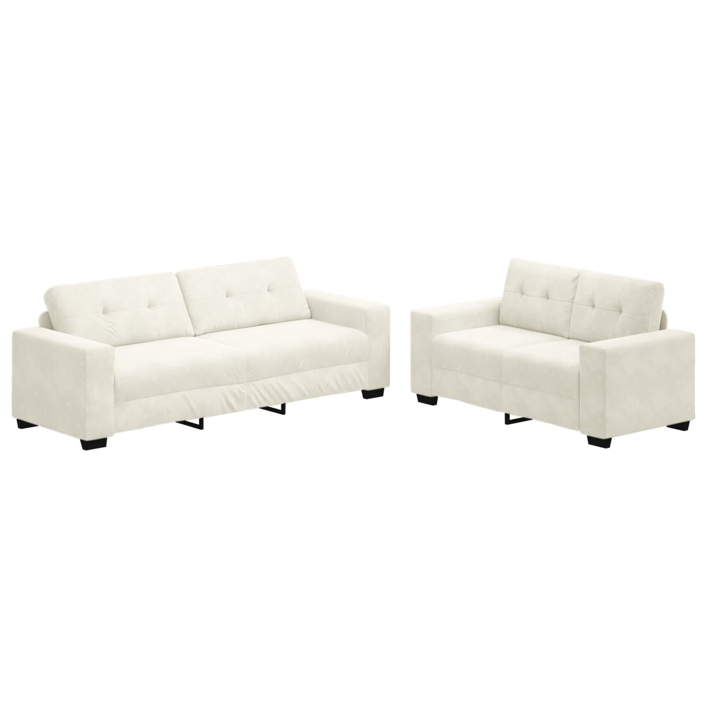 2-Teilige Sofagarnitur Mit Kissen Creme Velvet
