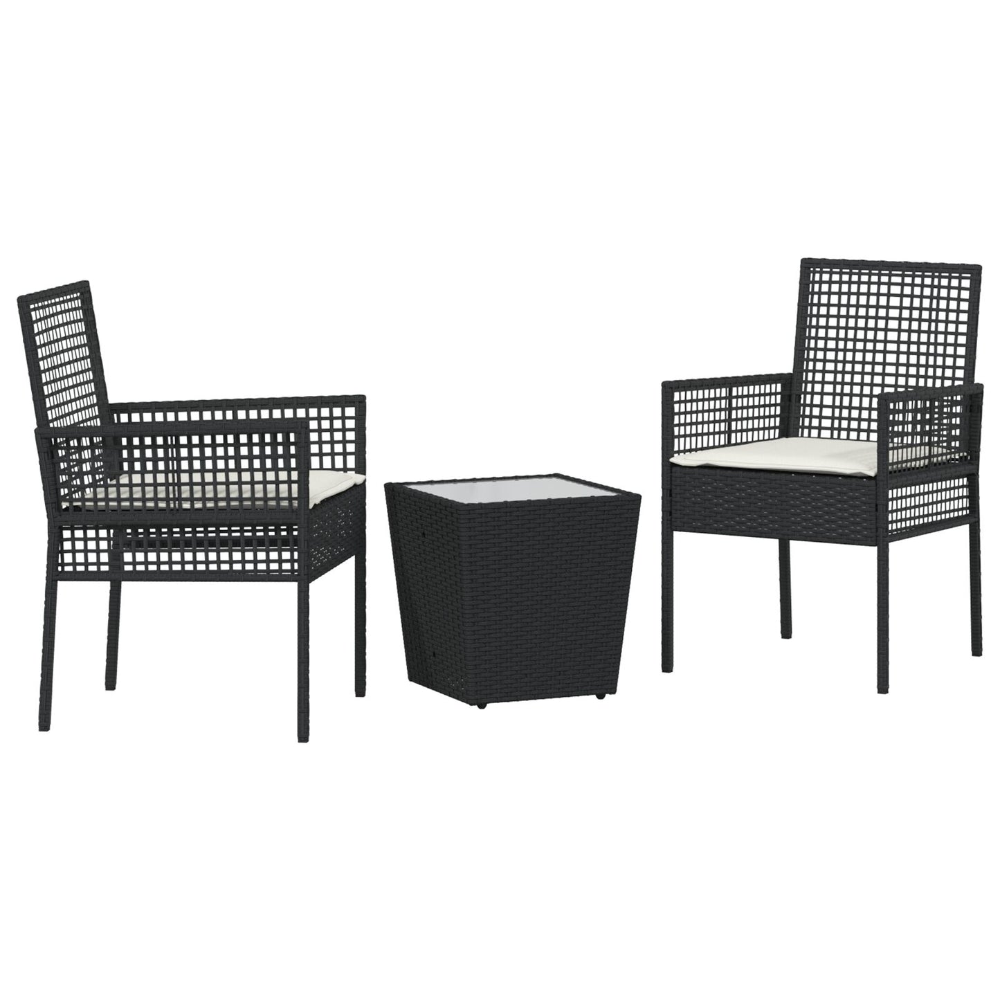 3-Teiliges Garten-Bistroset Mit Kissen Schwarz Poly Rattan