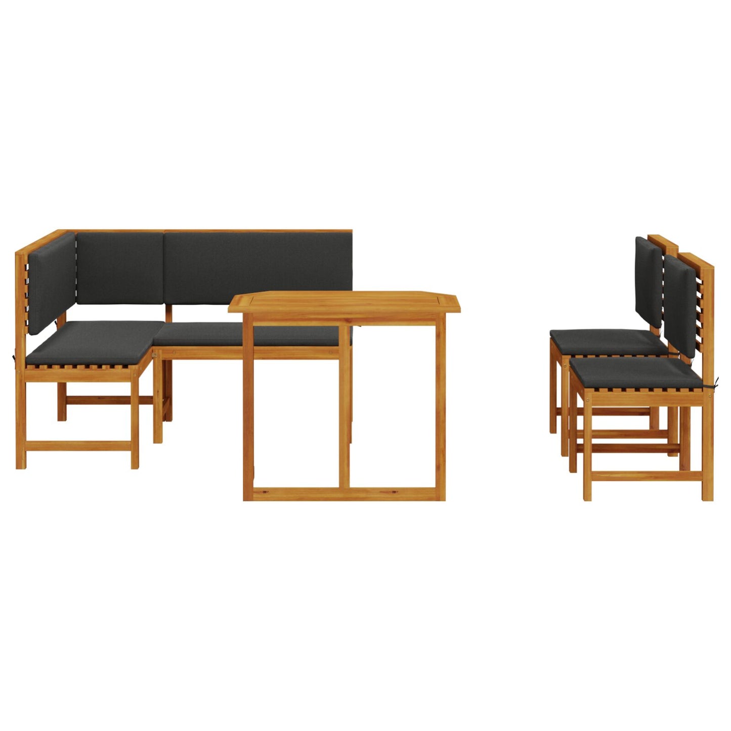 4-Teiliges Garten-Esszimmer-Set Mit Kissen Aus Massivem Akazienholz