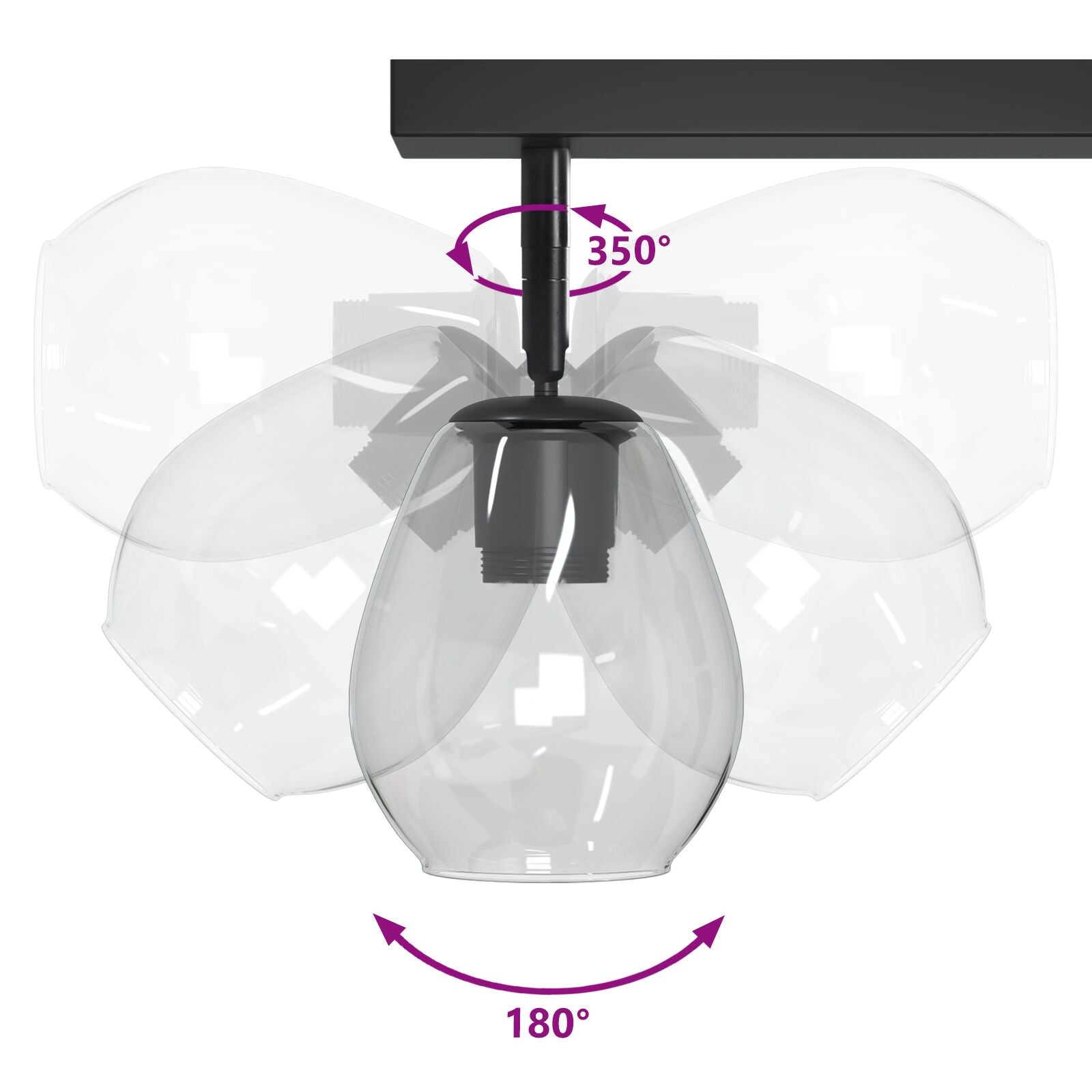 Deckenleuchte Mit Verstellbarem Glasschirm Anthrazit E27