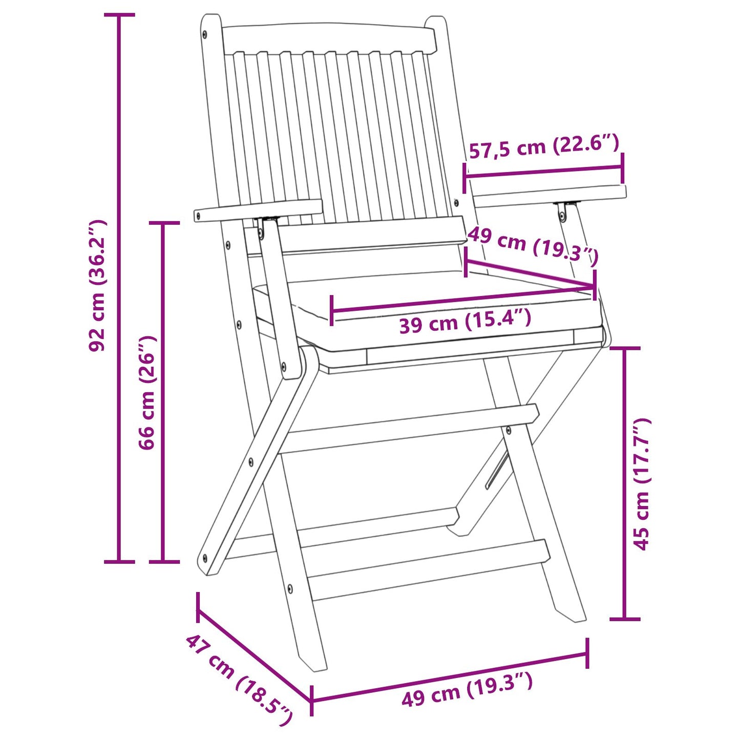 Klappgartenstühle Mit Weißem Kissen 4 Stück Aus Massivem Akazienholz