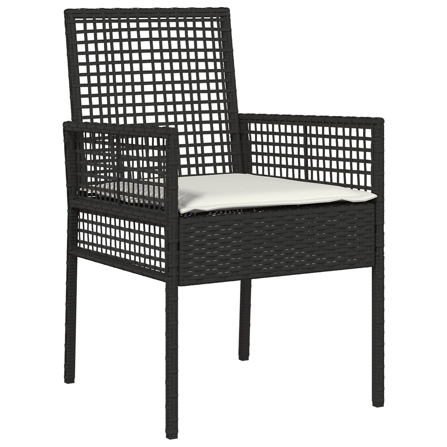 3-Teiliges Garten-Bistroset Mit Kissen Schwarz Poly Rattan