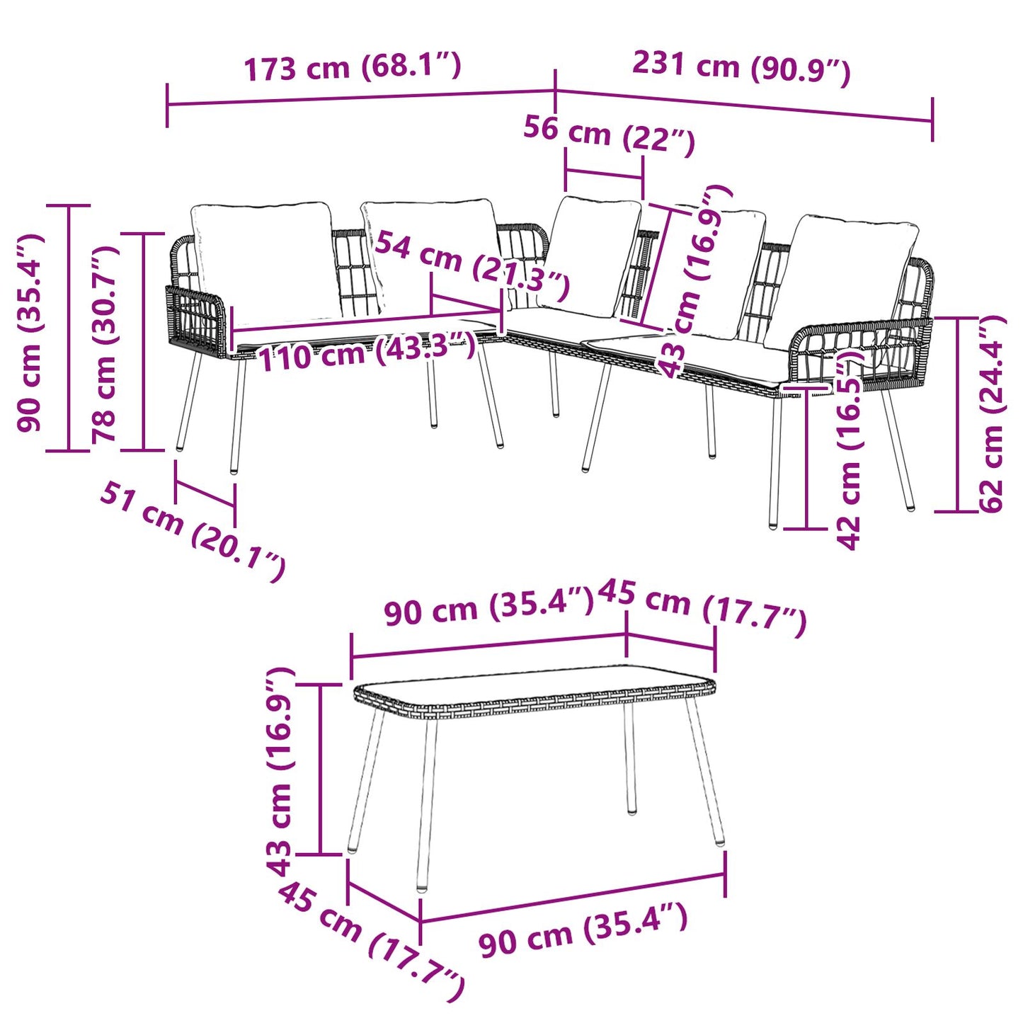 2-Teiliges Garten-Sofa-Set Mit Kissen Schwarz Poly Rattan