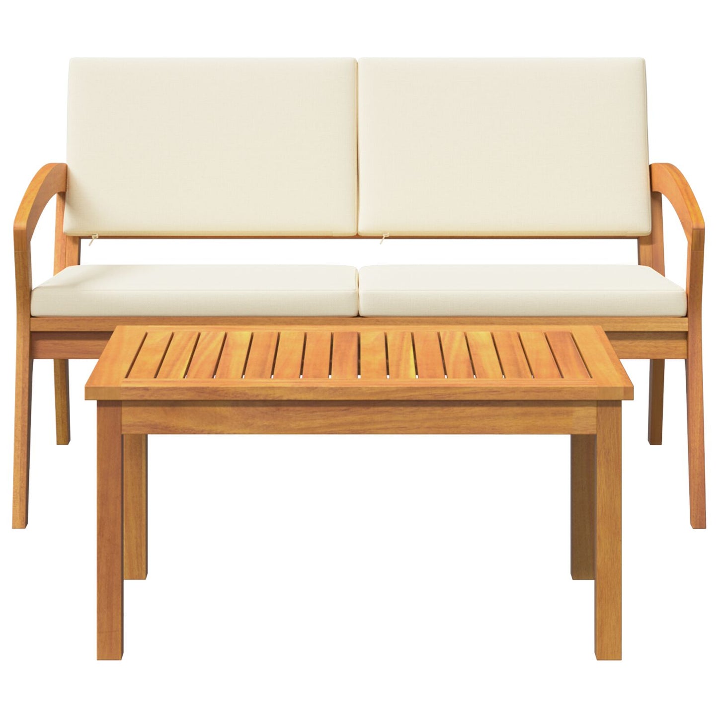 2-Teiliges Bistro-Set Mit Kissen Aus Massivem Akazienholz