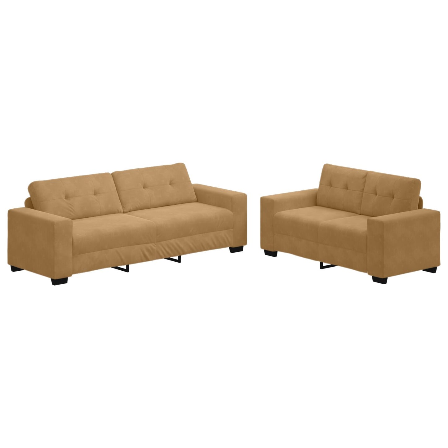 2-Teiliger Sofa-Set Mit Kissen Aus Braunem Samt