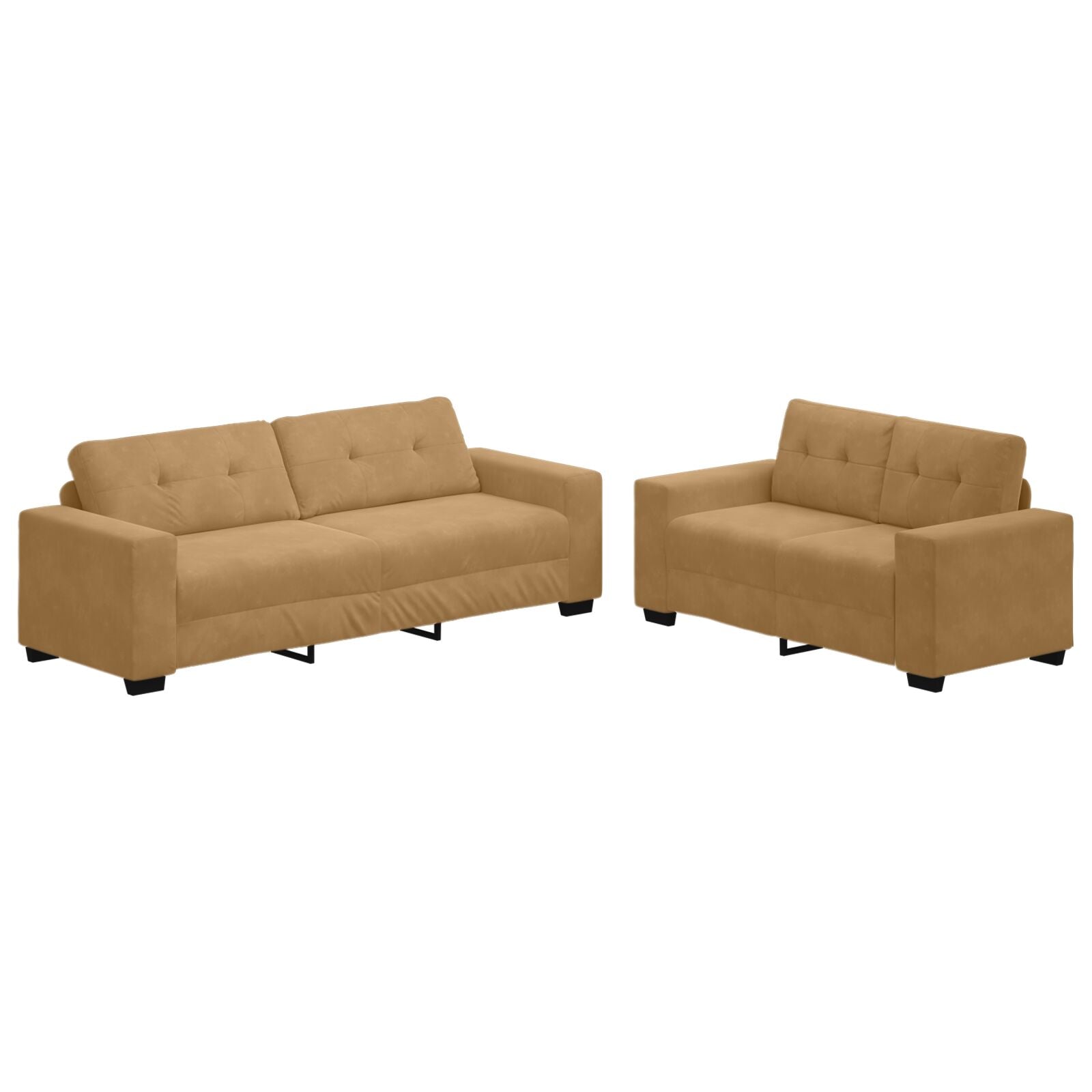 2-Teiliger Sofa-Set Mit Kissen Aus Braunem Samt