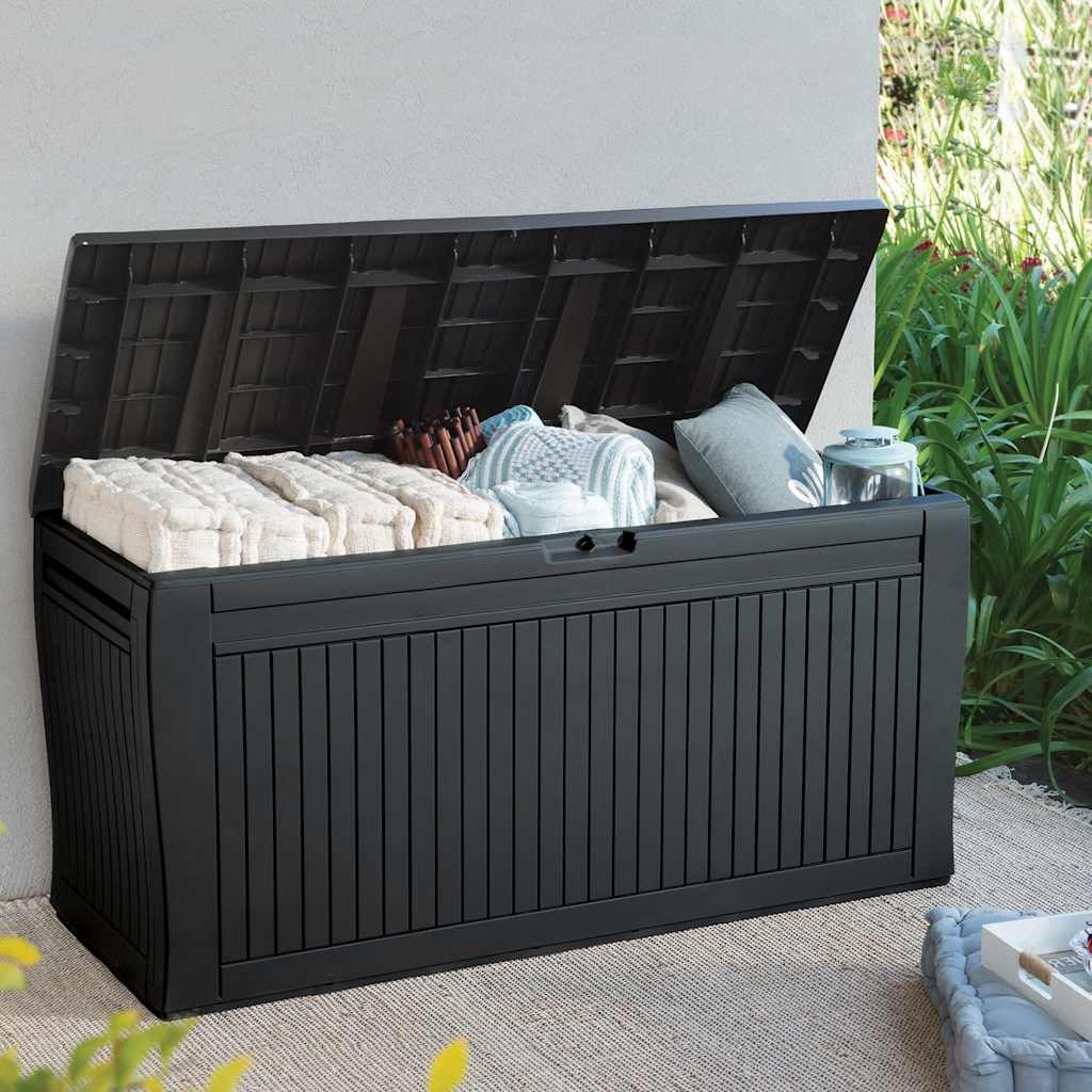 Keter Garten-Aufbewahrungsbox Comfy 270 L Anthrazit Braune Eiche