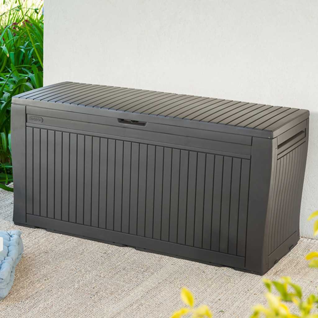 Keter Garten-Aufbewahrungsbox Comfy 270 L Anthrazit Braune Eiche