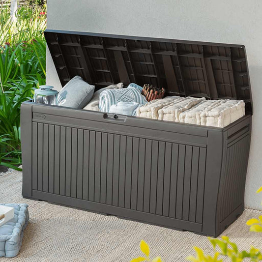 Keter Garten-Aufbewahrungsbox Comfy 270 L Anthrazit Braune Eiche
