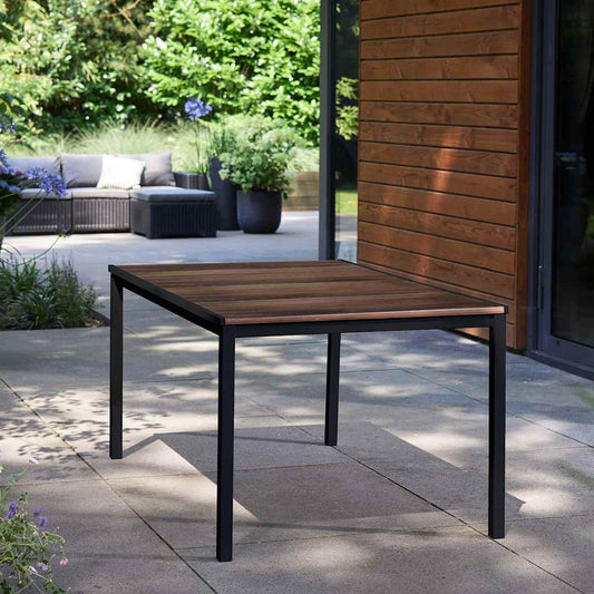 Keter Signature Porto Tisch 160 Cm Walnuss Und Schwarz Stahl