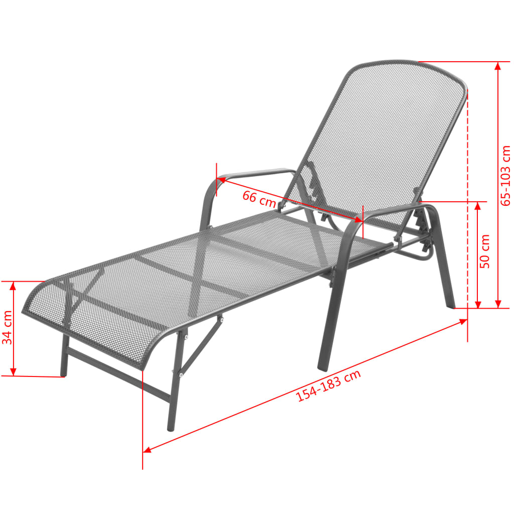 Sonnenliegen 2 Stk. Mit Tisch Stahl Anthrazit Anthrazit