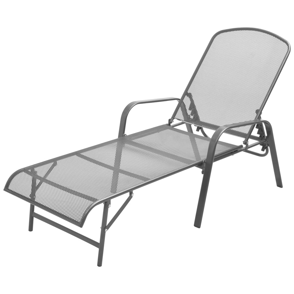Sonnenliegen 2 Stk. Mit Tisch Stahl Anthrazit Anthrazit