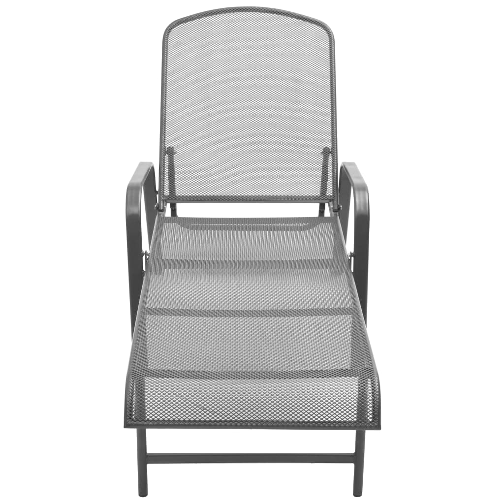 Sonnenliegen 2 Stk. Mit Tisch Stahl Anthrazit Anthrazit