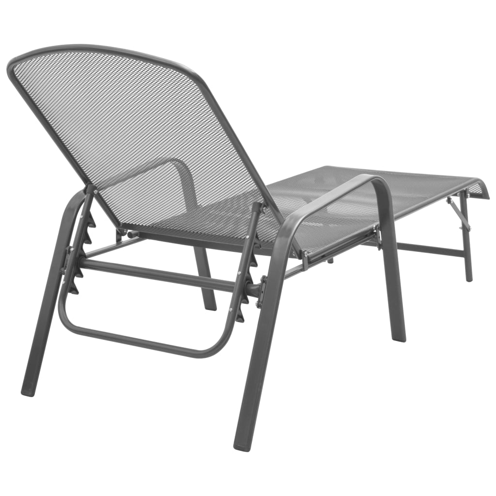 Sonnenliegen 2 Stk. Mit Tisch Stahl Anthrazit Anthrazit