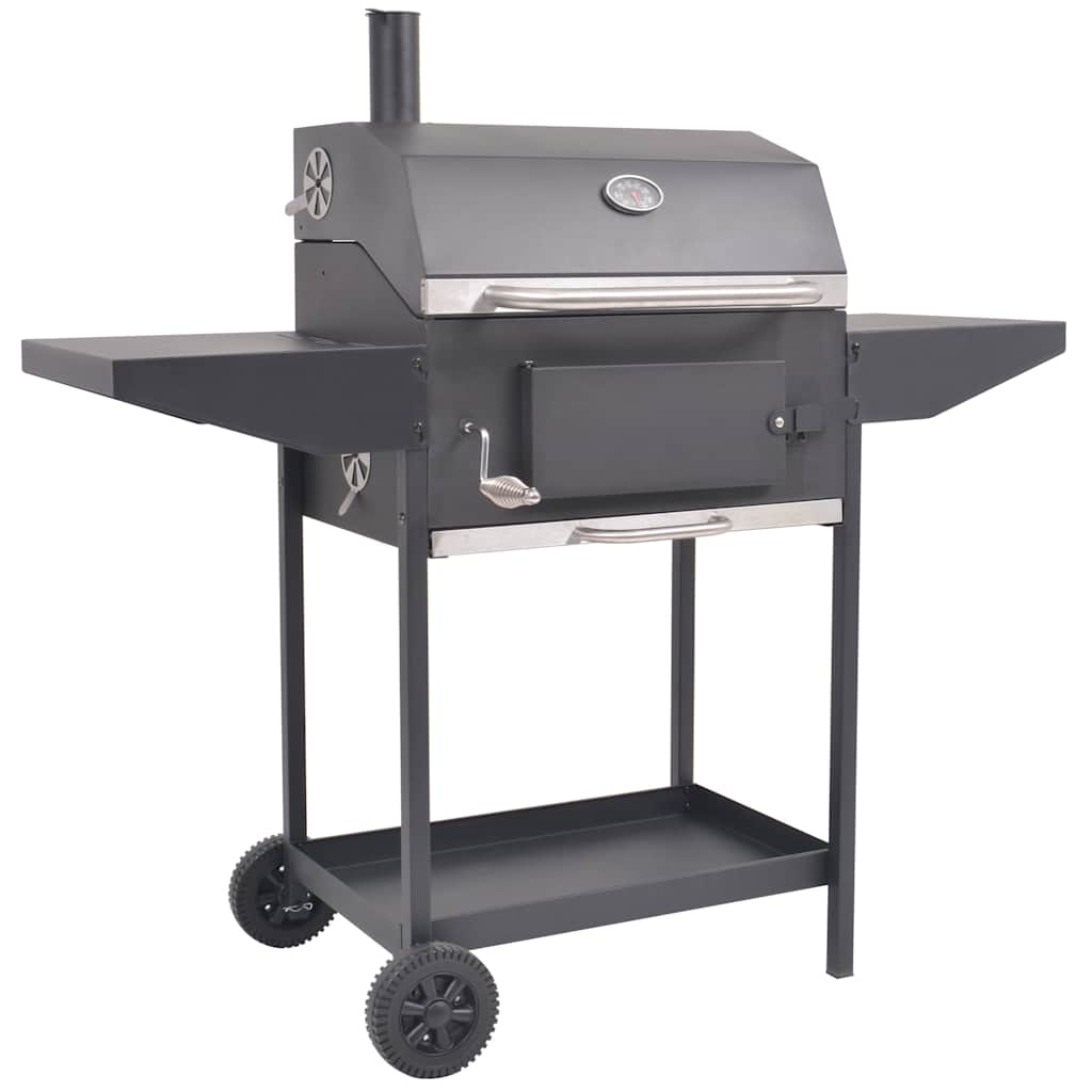 Holzkohlegrill Smoker Mit Ablage Schwarz