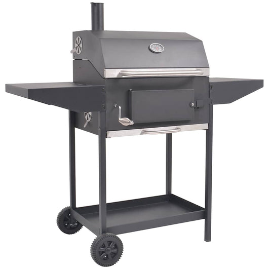 Holzkohlegrill Smoker Mit Ablage Schwarz