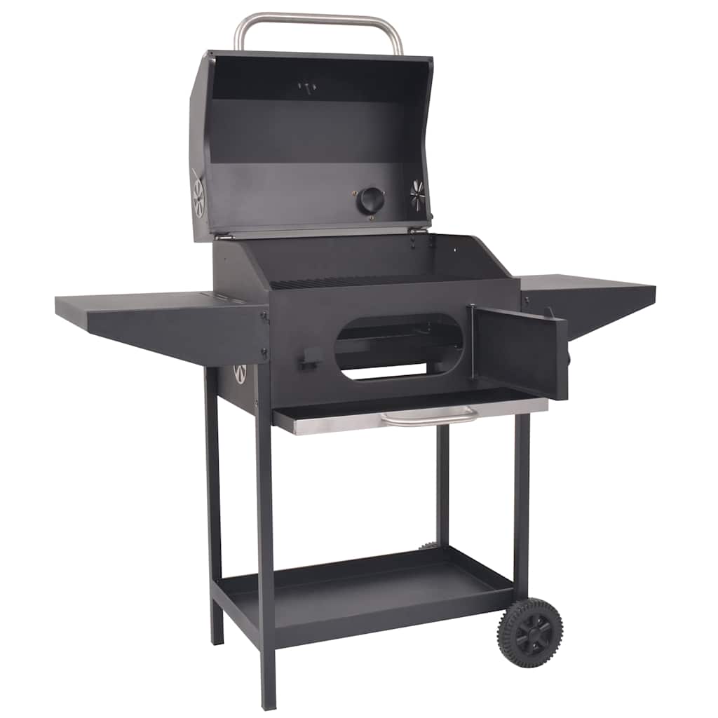 Holzkohlegrill Smoker Mit Ablage Schwarz