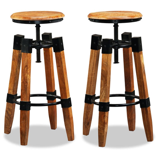 Barhocker 2 Stk. Mango Massivholz Gelb