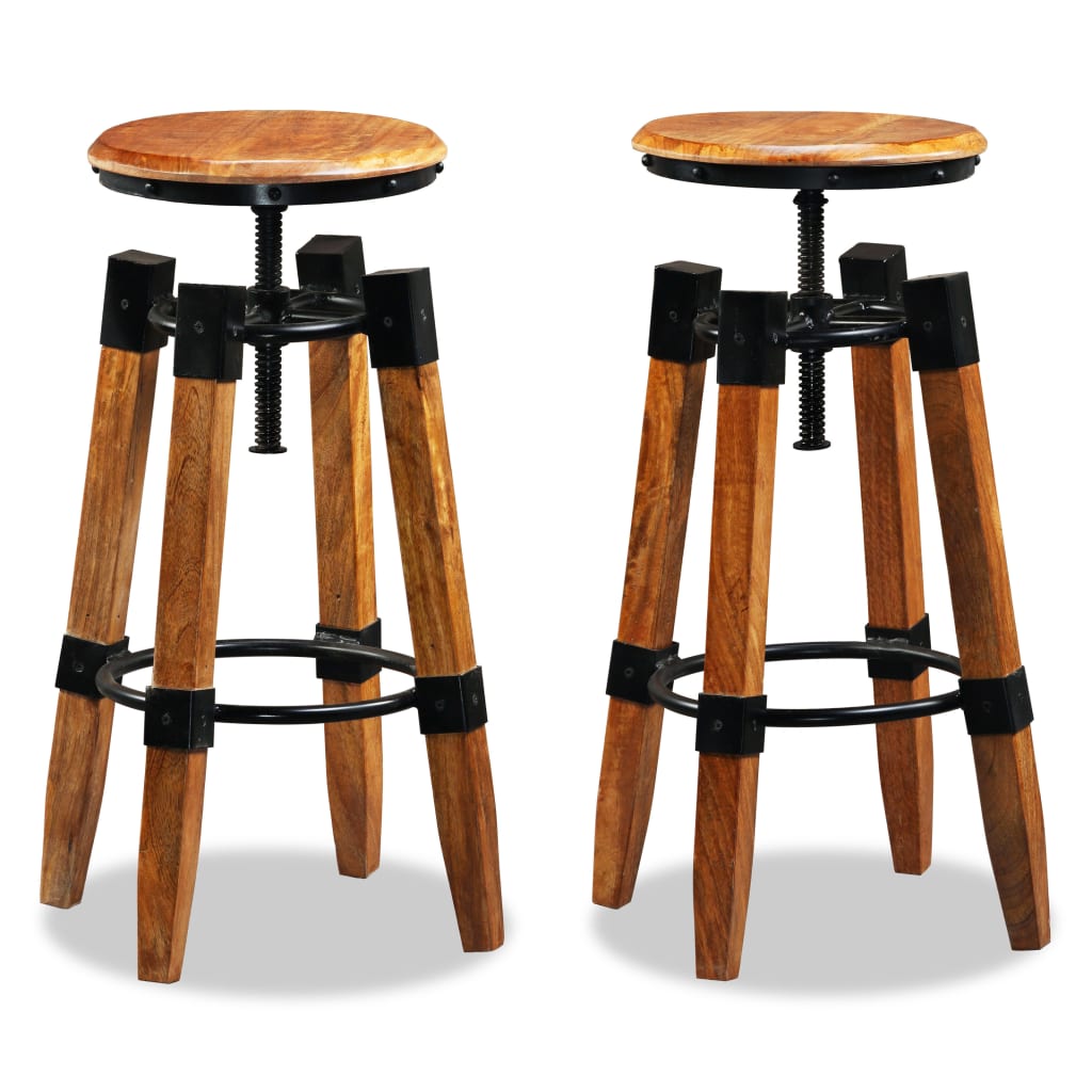 Barhocker 2 Stk. Mango Massivholz Gelb