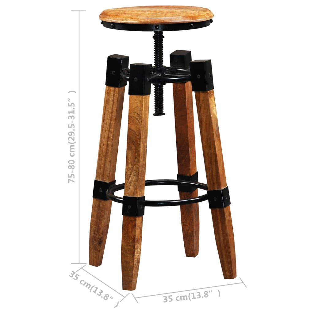 Barhocker 2 Stk. Mango Massivholz Gelb